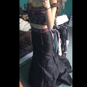 Black two piece prom dress